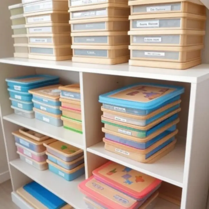 Pastelowe rozwiązania do przechowywania układanek i puzzli